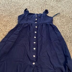 Midi navy blue button down dress